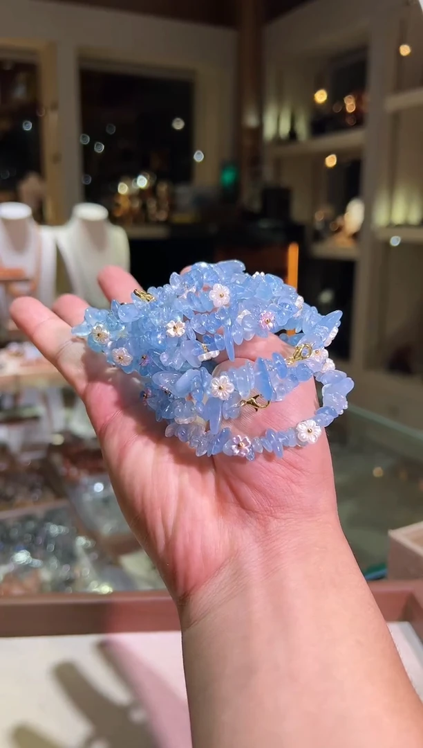 海蓝宝石手链未镶嵌海蓝宝小花（多样性发一）