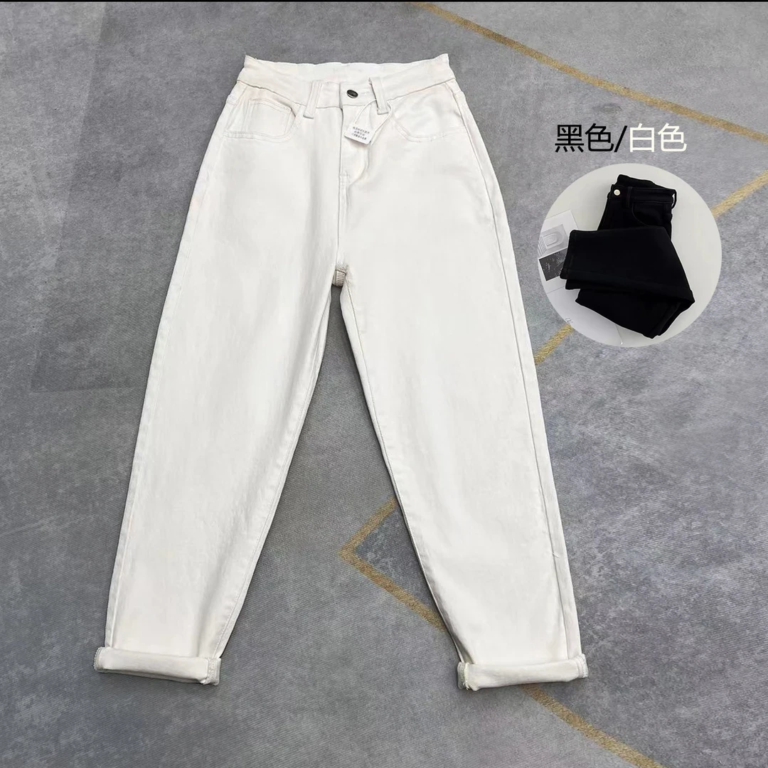 白色老爹哈伦裤女2025秋季新款弹力休闲萝卜裤女款2025新款爆款