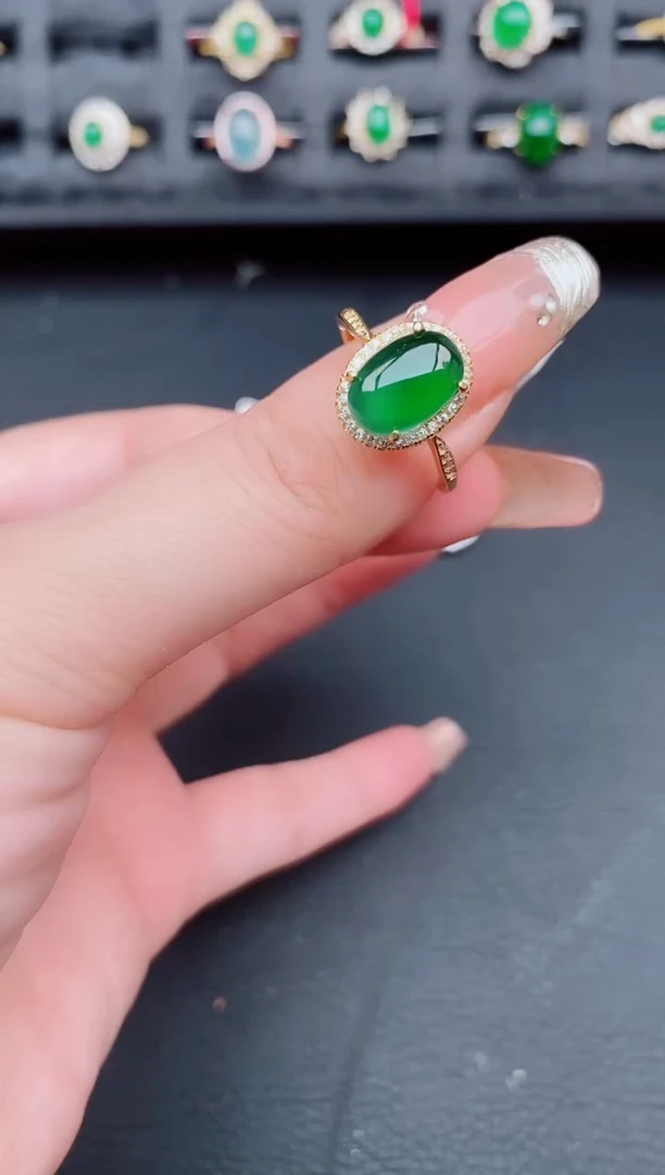 翡翠戒指银S925镶嵌天然a货翡翠170