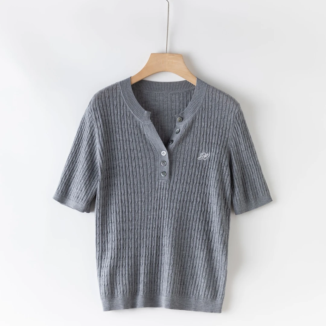 【爆款】灰色针织上衣国风轻熟风学院风锋芒大女主时尚休闲72620716