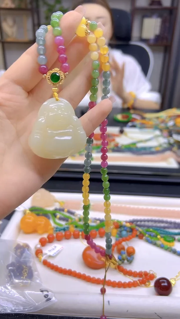 和田玉未镶嵌毛衣链DIY款M214