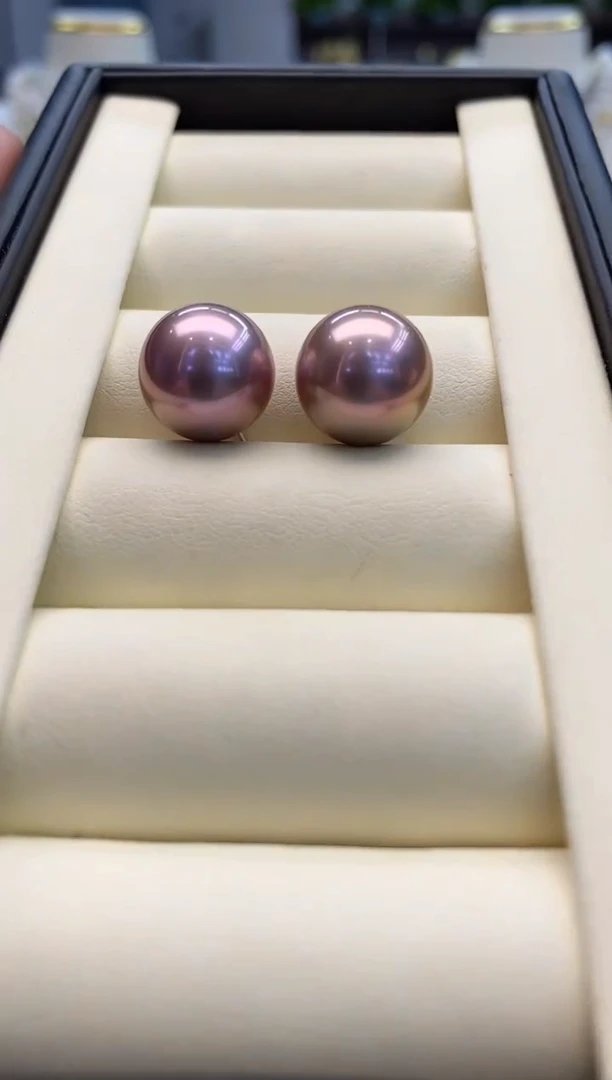 【闪购商品】淡水珍珠耳饰18K金镶嵌淡水耳钉苍烟13-14