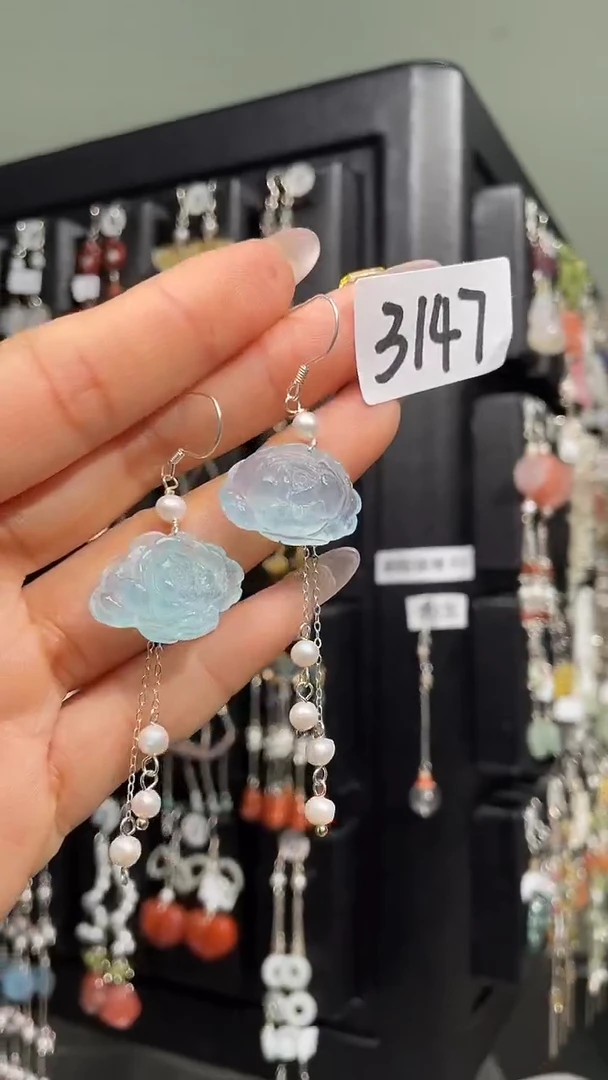 紫晶耳饰银S925镶嵌喜欢拍