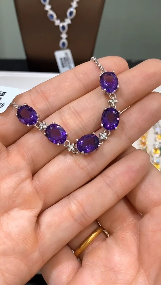 银S925镶嵌手链紫晶手链