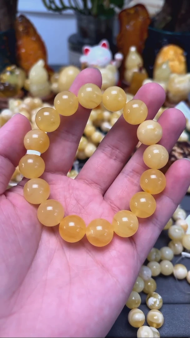 手串蜜蜡未镶嵌p74稀有焦皮料单圈 22.92克 13+mm