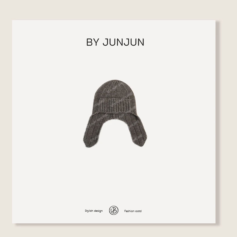 ByJunjun牦牛绒粗毛线护耳帽日系保暖针织帽