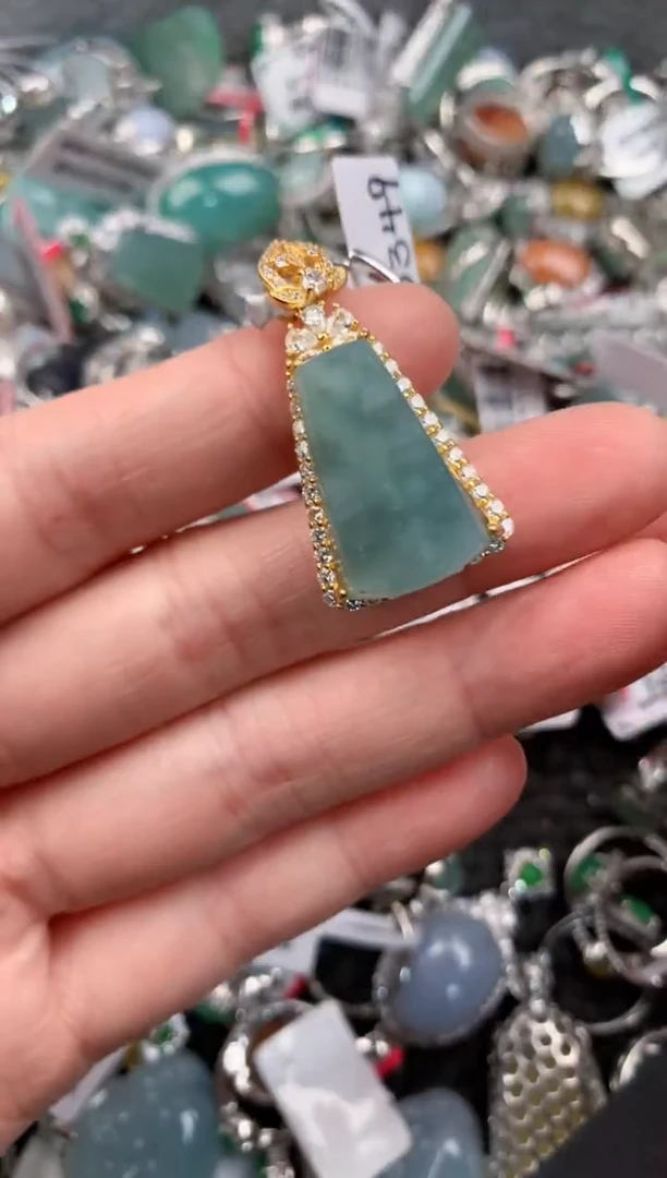 银S925镶嵌戒指翡翠999---5