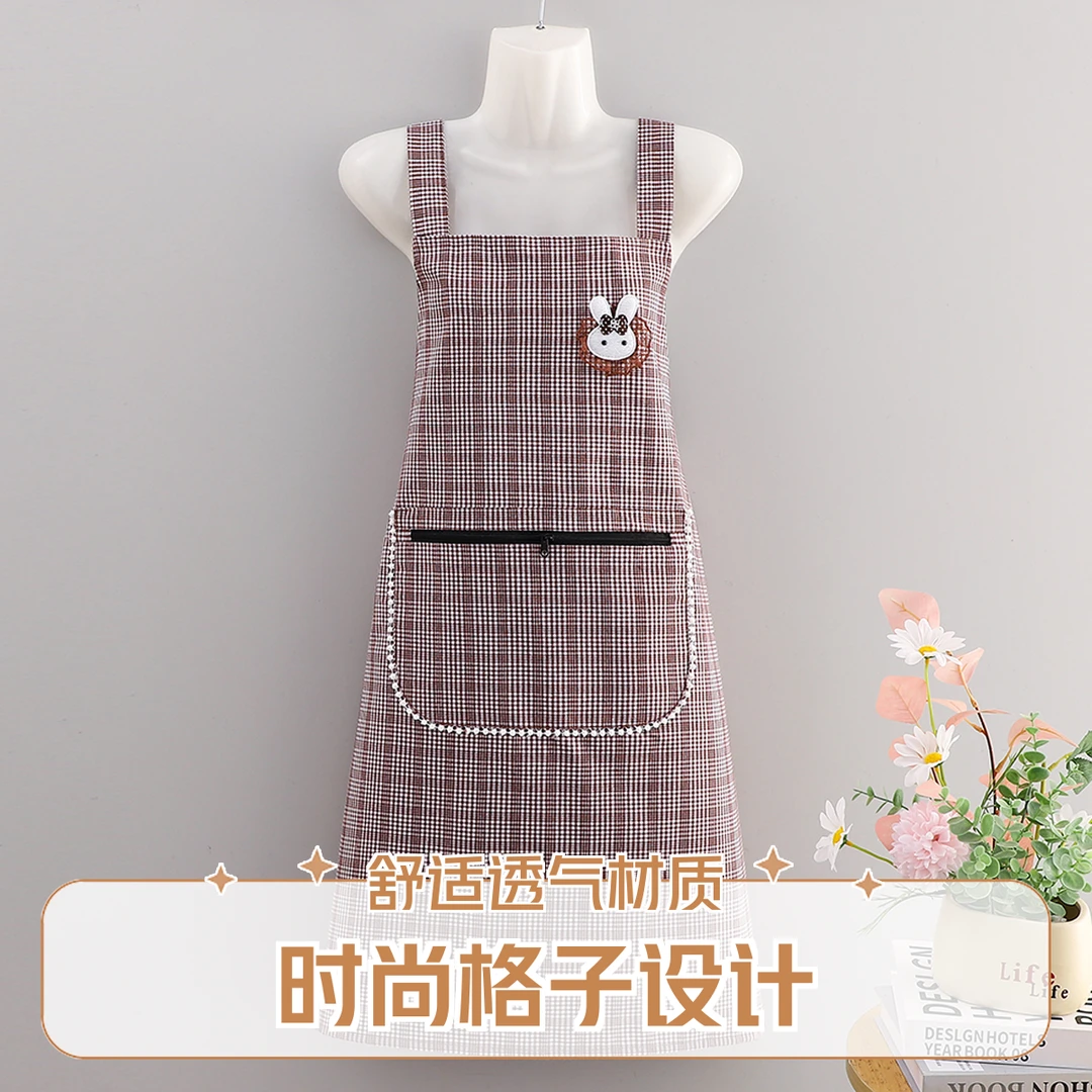 时尚洋气透气围裙成人家用做饭薄款围腰防污耐磨上班干活工作服女