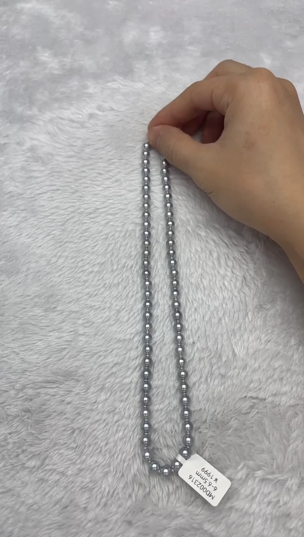 项链银S925镶嵌海水珍珠AK真多麻6-6.5mm