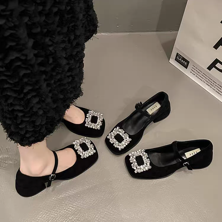 2025春季新款高级感气质高跟鞋配裙子水钻晚晚鞋法式玛丽珍单鞋女