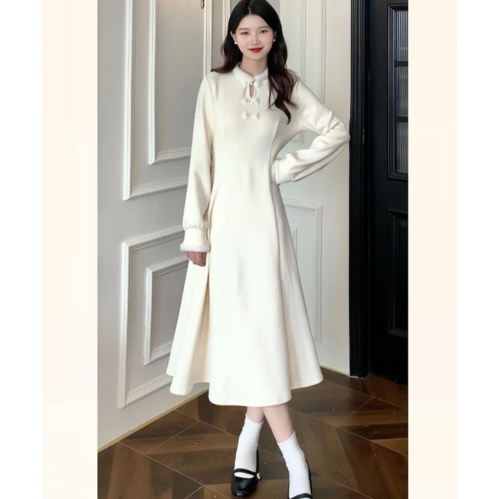 连衣裙2024新款女春秋新中式针织裙子千金感L3301633