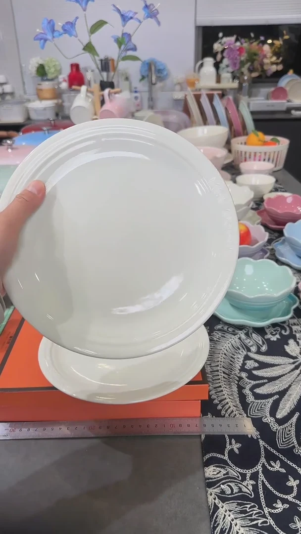 【闪购商品】瓷2个装炻彩浅盘23cm-松露白