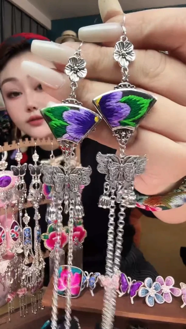 刺绣纯手工民族风刺绣耳环