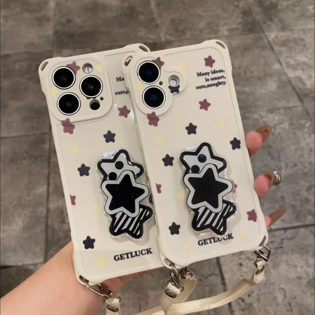 莱奥奥棕色系星星适用于苹果16promaxvivo华为小米OPPO四角挂绳