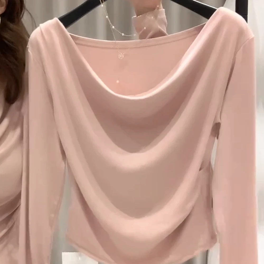 B春季荡领打底衫独特纯欲正肩内搭百搭显瘦设计感气质上衣