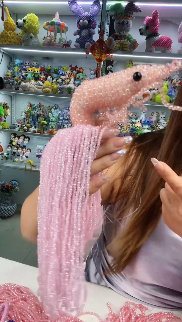 玻璃0125卡2水晶皮皮虾材料包1套粉玉色