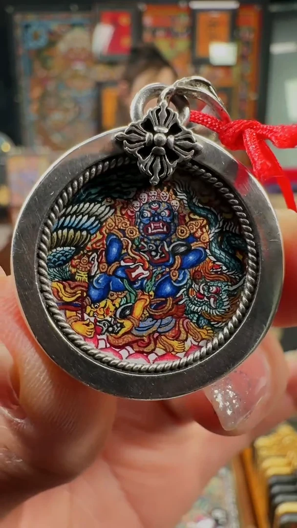 吊坠壹善缘城手绘唐卡黑C