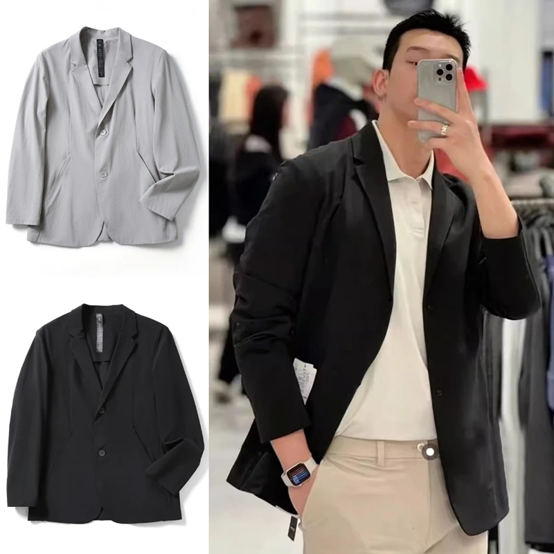 Leavo Johnson里奥强森高端春夏男士轻薄3D立体裁剪压胶弹力西服