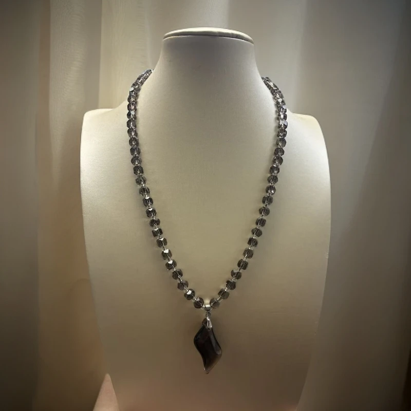黑晶刻面项链双A纯净DIY设计款