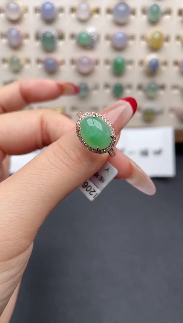 【闪购商品】翡翠戒指银S925镶嵌一物一证一礼盒