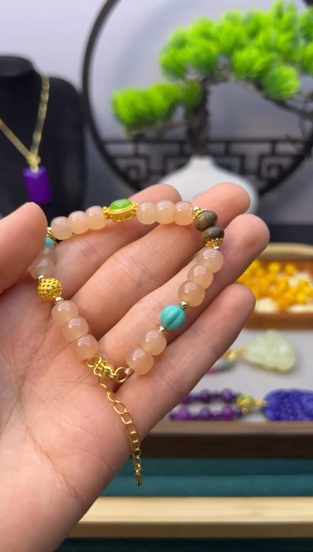 【闪购商品】和田玉手链14K金镶嵌S234