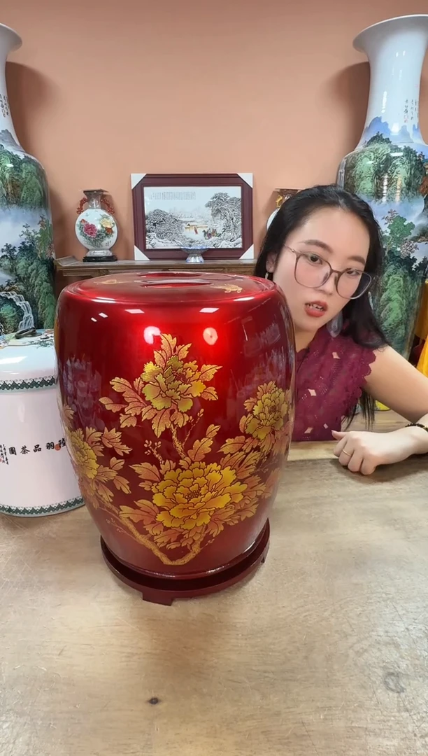 瓷片20斤水晶釉凳子米缸