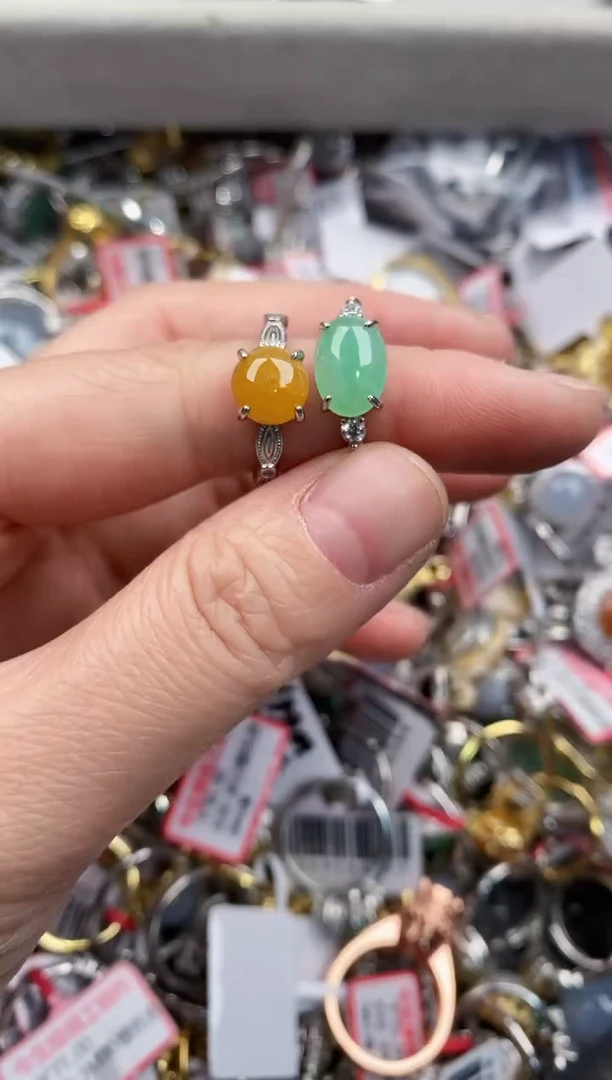 银S925镶嵌戒指翡翠333   7