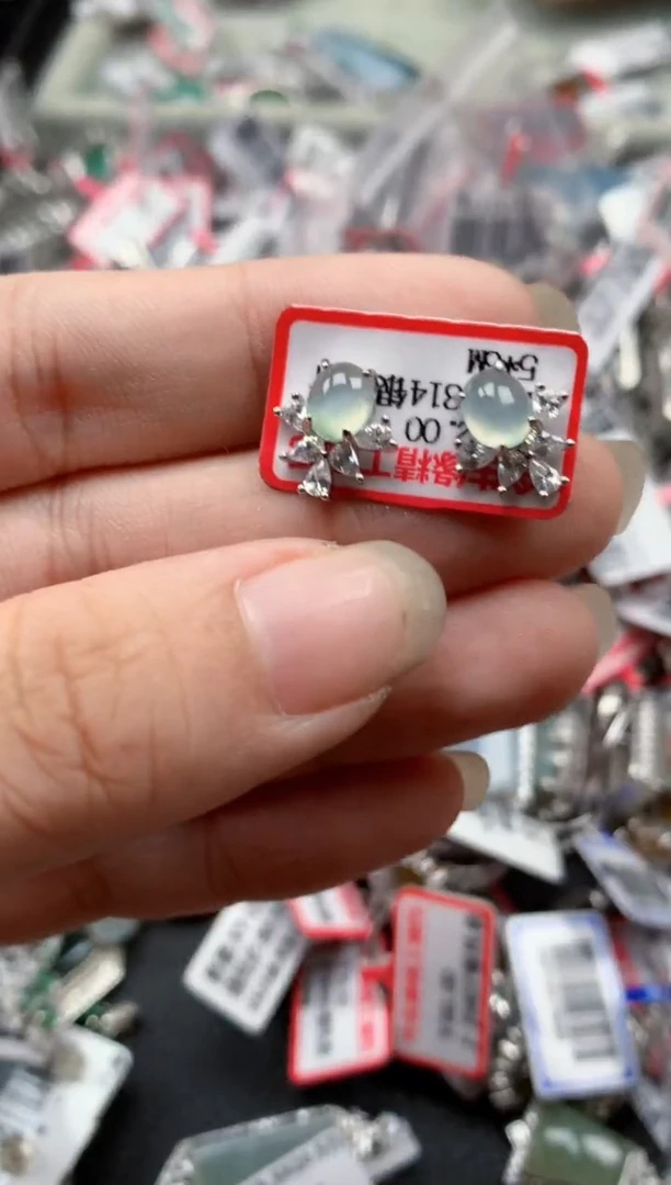 银S925镶嵌戒指翡翠天然A货缅甸翡翠