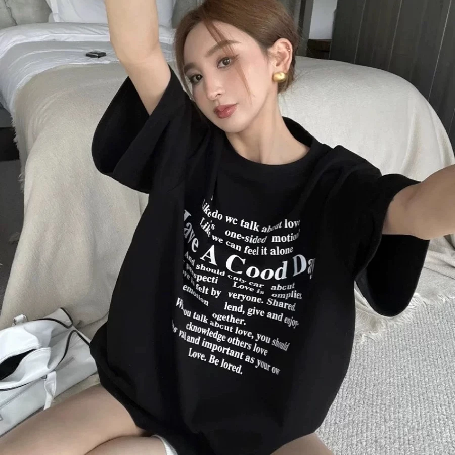 T恤纯欲韩系卡通印花短袖t恤女夏季别致修身露脐短款上衣ins