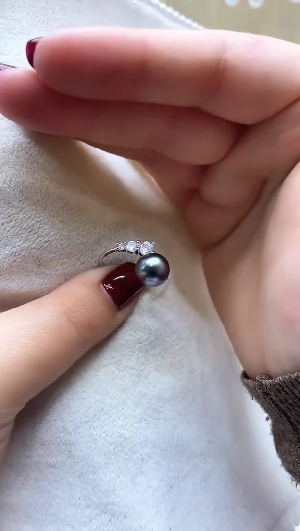 【闪购商品】海水珍珠戒指银S925镶嵌大溪地戒指