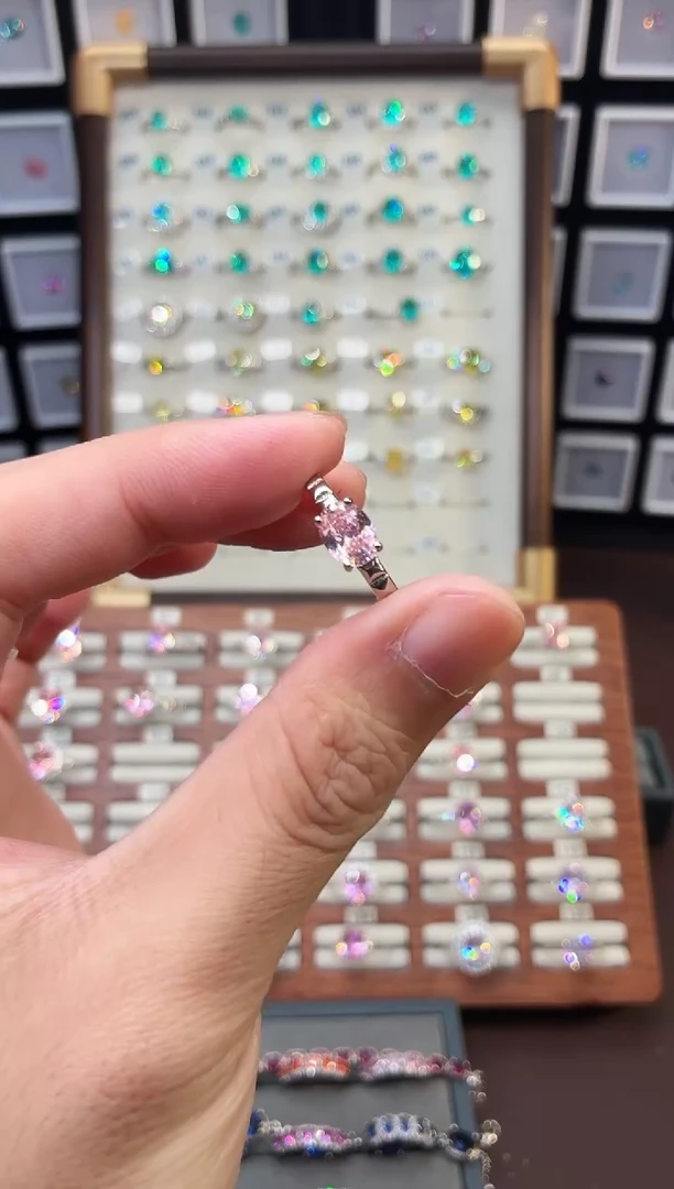 戒指彩色蓝宝石银S925镶嵌1888