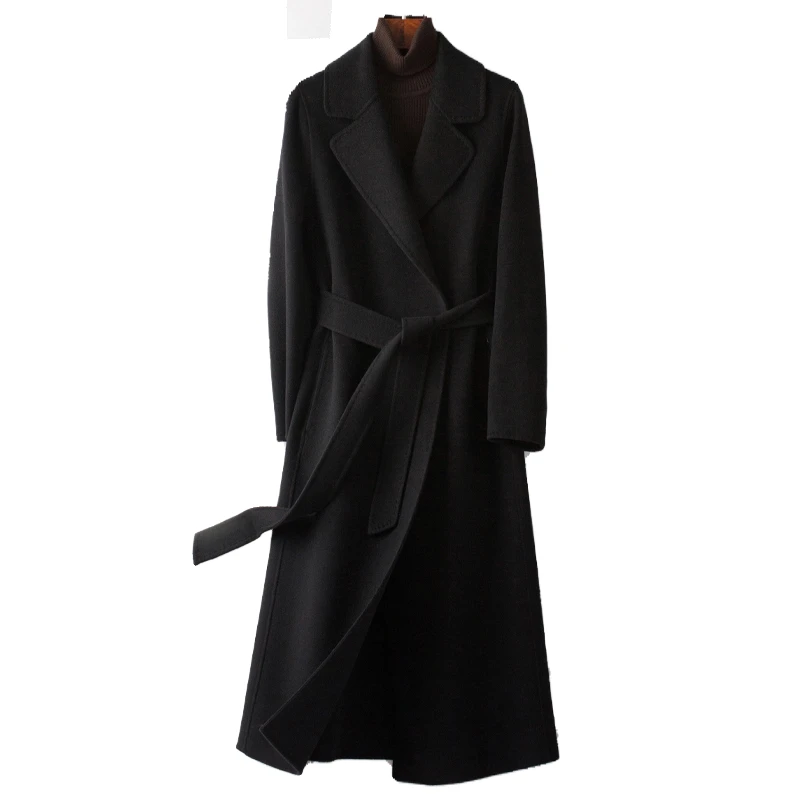 （店铺爆款）山羊绒显瘦大衣双面呢女长款修身显瘦韩版气质秋冬外套