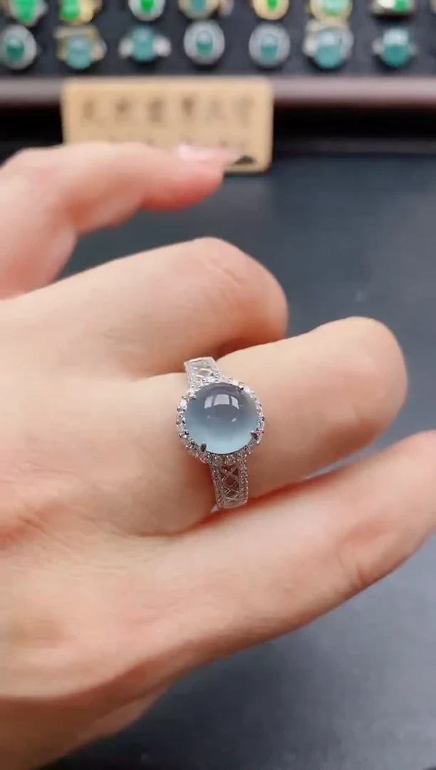 银S925镶嵌戒指翡翠1