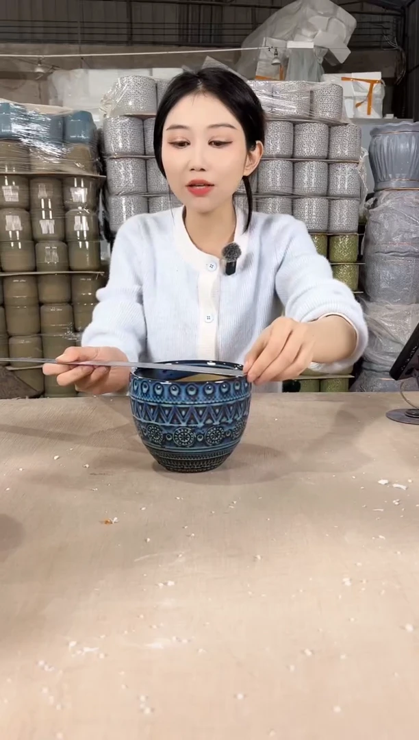 【闪购商品】陶瓷圆圈蓝白14x11