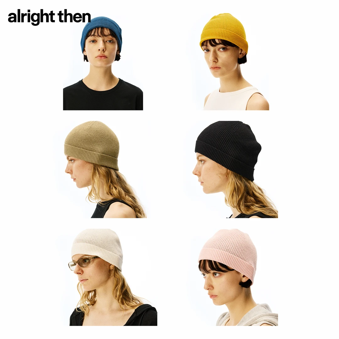alright then多色亚麻棉舒适干爽透气百搭针织帽翻边帽