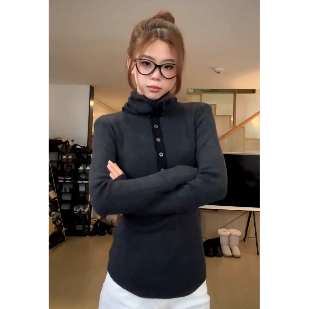 京元珍一一清清清！高级感设计高领打底T恤