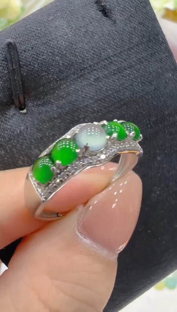 银S925镶嵌戒指翡翠多样性团购发一件