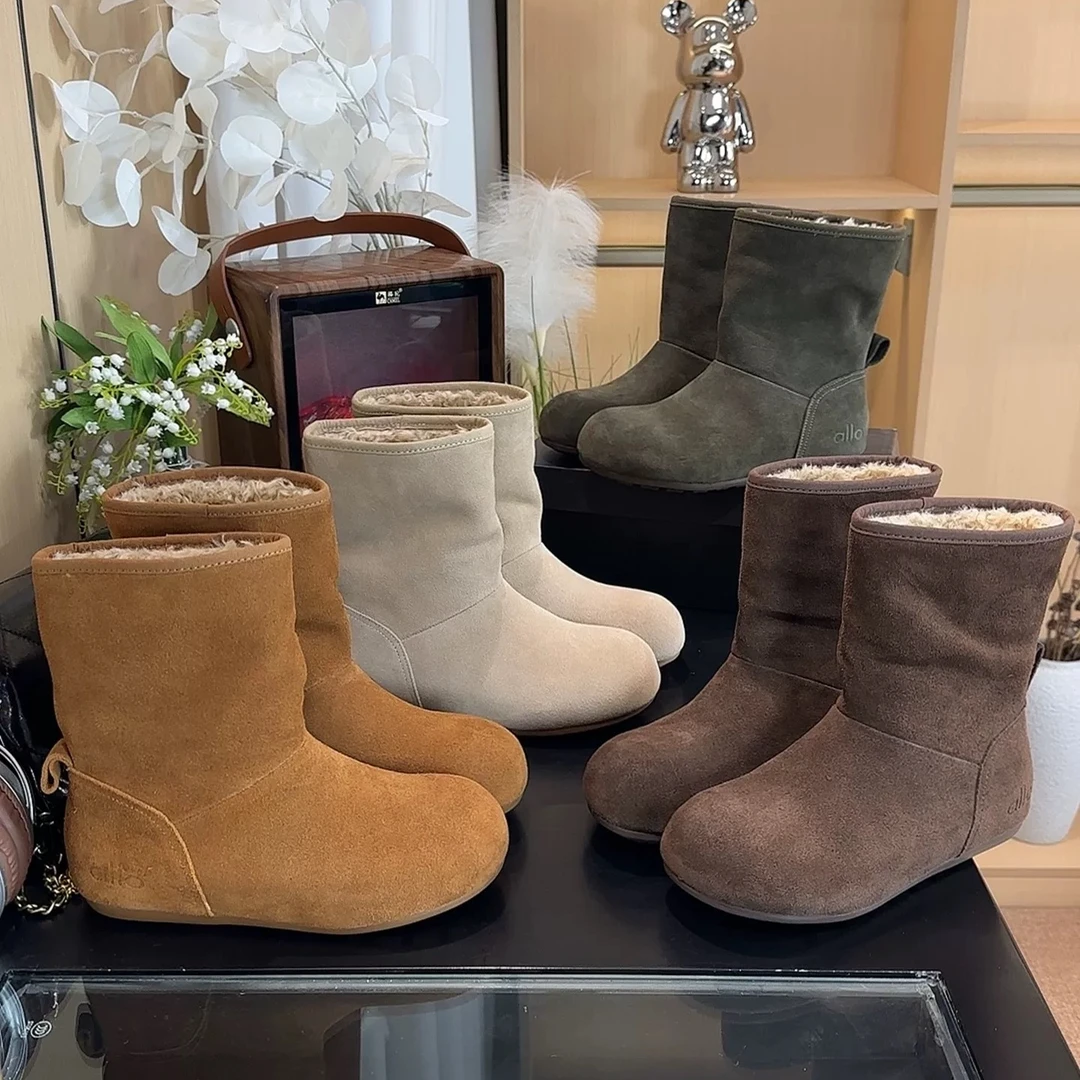 高定暖炉~复古真皮森系加绒短靴 冬圆头慵懒风勃肯靴337-2586/A10