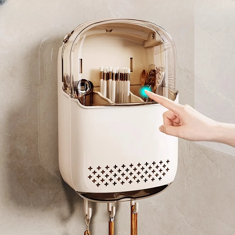 高档新款筷子收纳盒壁挂式家用筷子筒厨房快子勺子置物架筷篓筷笼