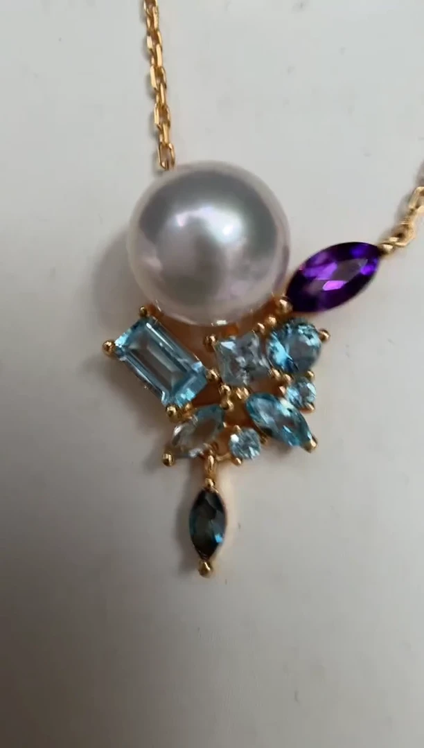 颈饰银S925镶嵌海水珍珠套链