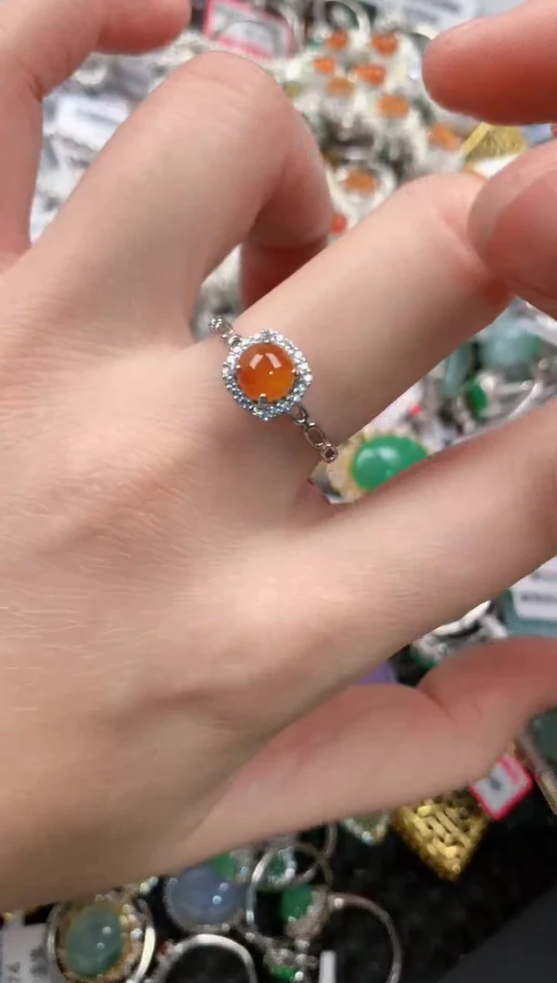 银S925镶嵌戒指翡翠666--4