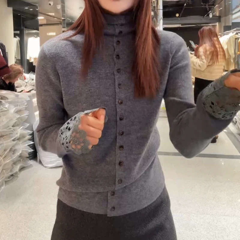 2025秋冬新款修身型宽松型纯色针织时尚韩版针织衫LK2508077