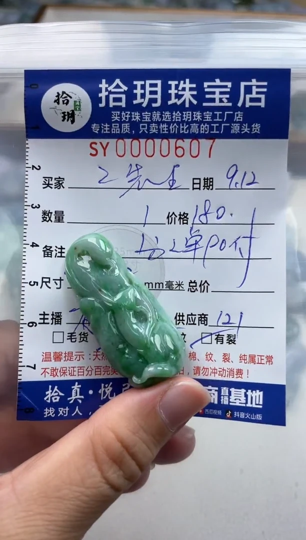 颈饰未镶嵌翡翠Z*生翡翠挂件凤九607（有纹）