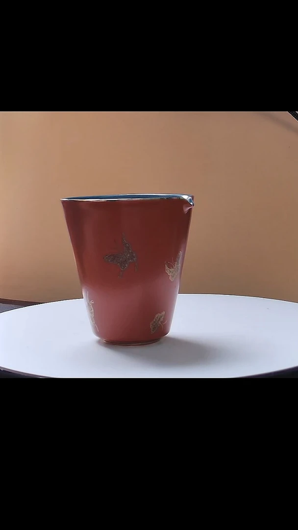 公道杯吾觉堂红金色公道杯礼盒装