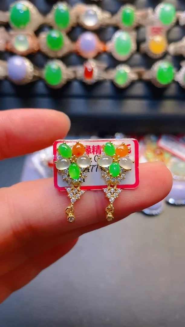 银S925镶嵌戒指翡翠天然