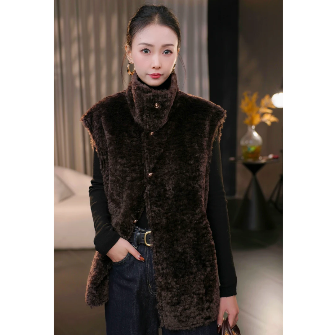 【花花】2025新款冬季气质圆领气质女款马甲厚款优雅风轻奢