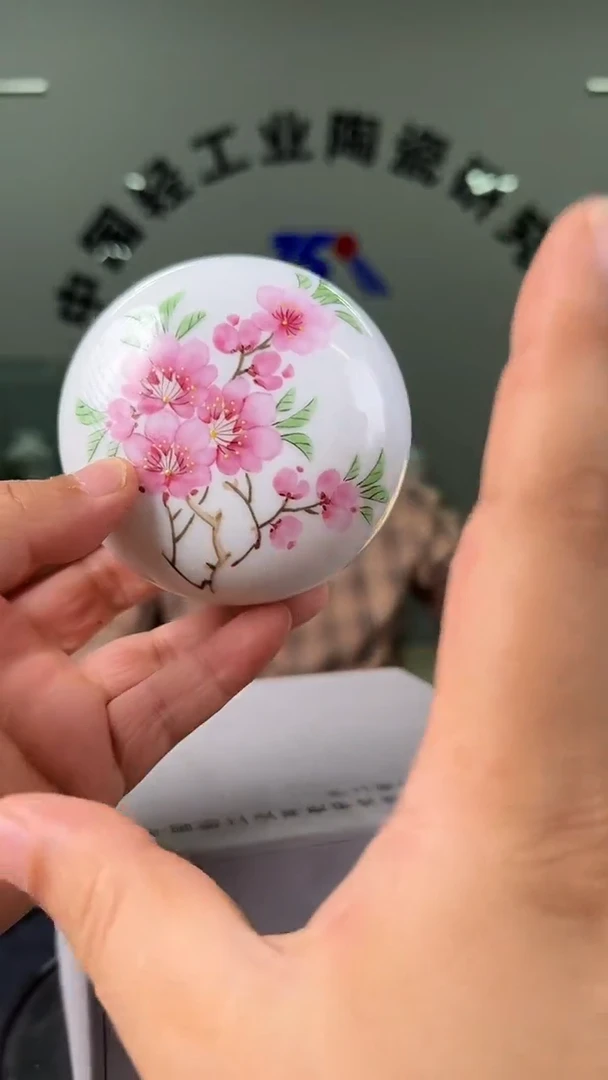 摆件甄选-水点桃花文房摆件印泥盒