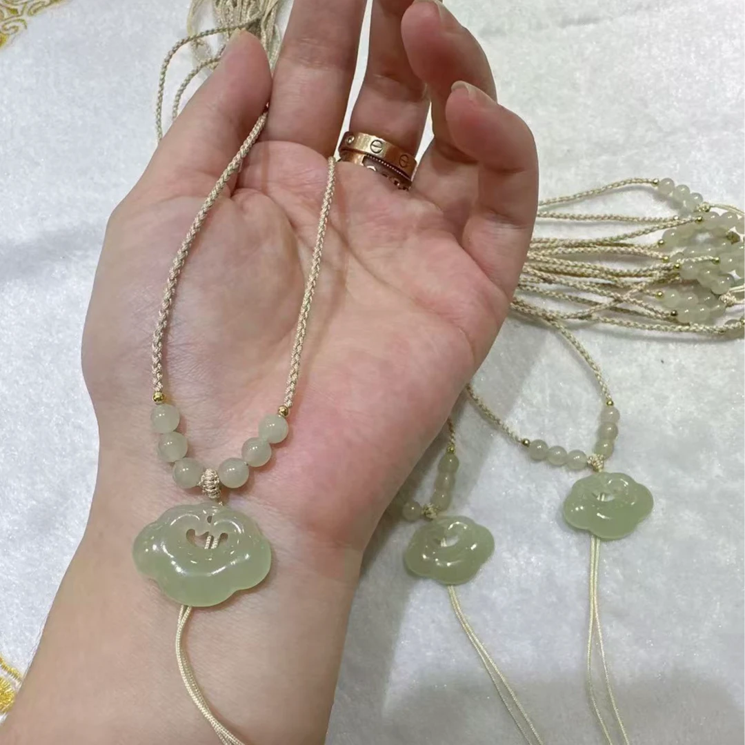 【喻囍珠宝】和田玉 平安如意锁 晴水料编绳精致款（多样性发其一）