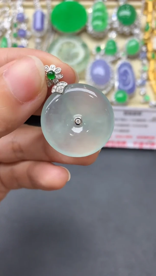 翡翠18K金镶嵌颈饰398-中国好珍宝