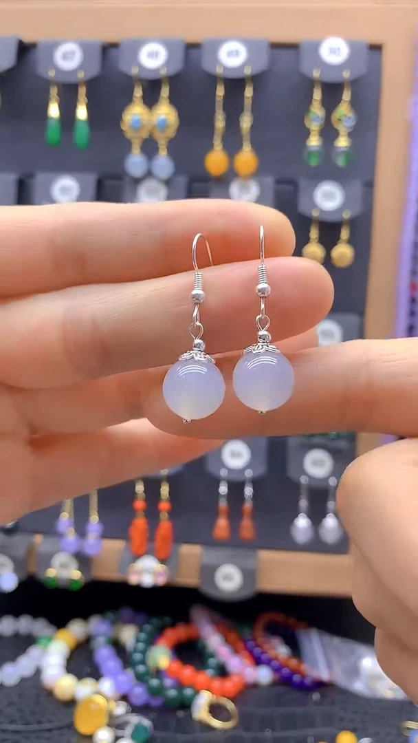 【闪购商品】玛瑙/玉髓耳坠银S925镶嵌耳饰